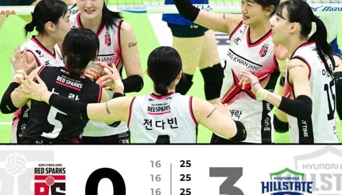 Hyundai Hillstate Geser Red Sparks di Klasemen Liga Voli Korea