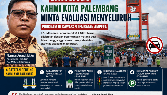 Catatan CFD & CMN, KAHMI Kota Palembang Minta Evaluasi Menyeluruh Program di Kawasan Jembatan Ampera