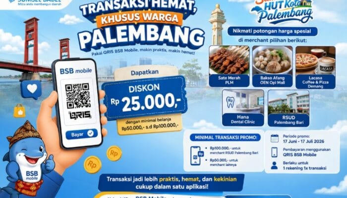 BSB Mobile Hadirkan Promo Diskon di Sejumlah Merchant Meriahkan HUT Kota Palembang