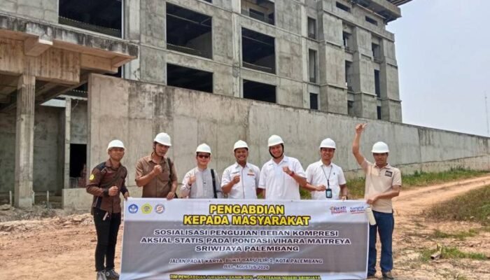 Politeknik Negeri Sriwijaya Jurusan Teknik Sipil Melalui Pengabdian kepada Masyarakat Sosialisasikan Pengujian Beban Pondasi untuk Pastikan Keandalan Struktur Pusdiklat Vihara Vihara Maitreya Sriwijaya